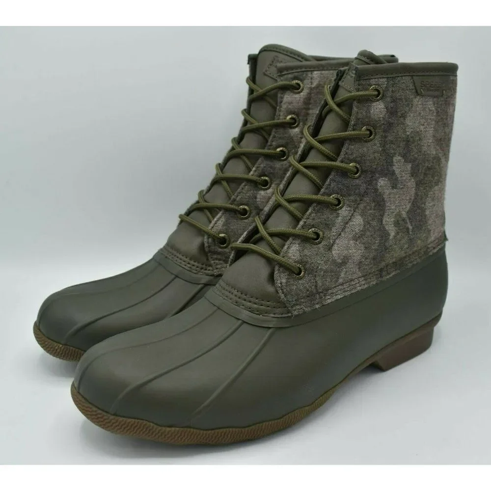 Sperry Mens Size 11.5 Saltwater Camo Water Resistant Lace Up‎ Duck Boots Shoes
